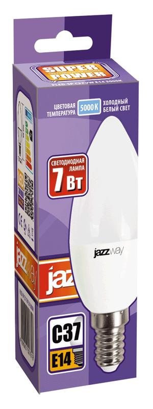 Лампа светодиодная PLED-SP 7Вт C37 свеча 5000К холод. бел. E14 560лм 230В JazzWay 1027832-2