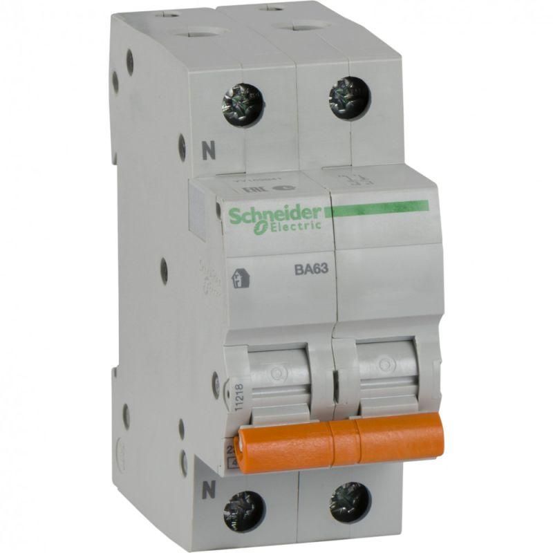 Автоматический выключатель Schneider Electric 2п (1P+N) C 50А 4.5кА BA63   11218