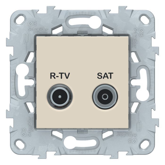 Розетка TV-FM-SAT Schneider Electric UNICA NEW, скрытый монтаж, бежевый, NU545544