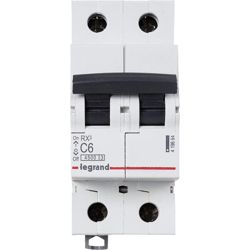 Выключатель автоматический модульный 2п C 6А 4.5кА RX3 Leg 419694
