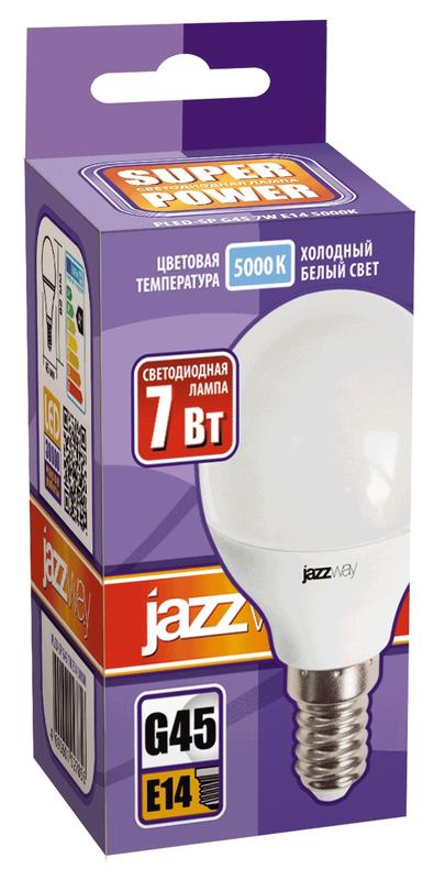 Лампа светодиодная PLED-SP 7Вт G45 шар 5000К холод. бел. E14 540лм 230В JazzWay 1027870-2