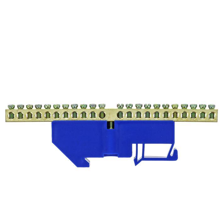 Шина нулевая N 6х9 20 отвер. латунь син. изолятор на DIN-рейку PROxima EKF sn0-63-20-d
